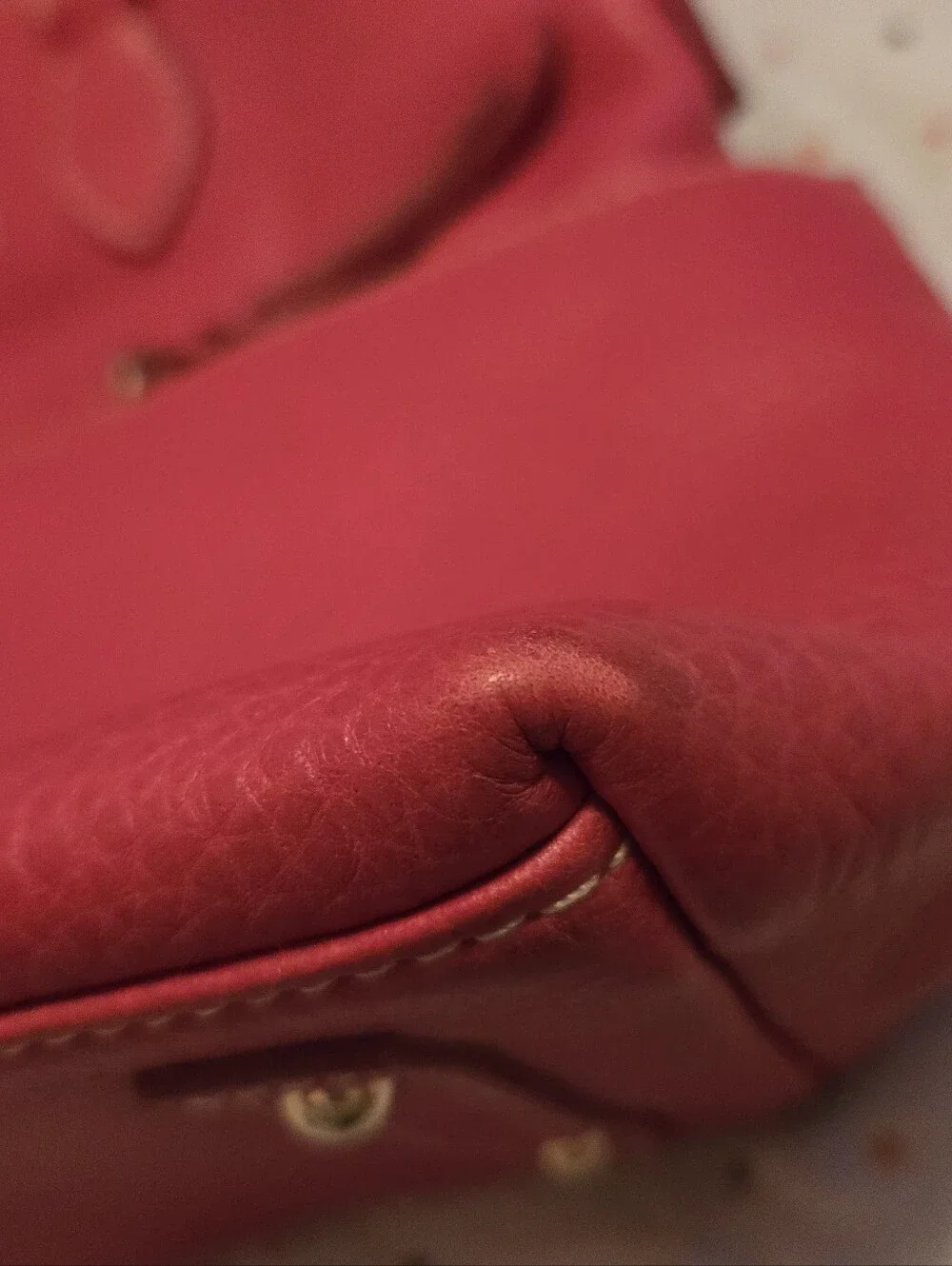 Dooney & Bourke Pebbled Leather Satchel color is dark pink/light red